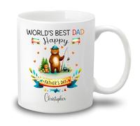 Tazze Da Caffè World'S Best Dad Happy Father'S Day Ceramica Mugs,Moderne,Particolari,Tazza Da Caffe Per Ufficio Compleanno Papà 330Ml