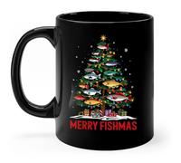 Tazze Da Tè 330Ml, Merry Fishmas Christmas Tree Funny Fish Fishing Fisherman Con Manico Ceramica Mugs Vintage Tazza In Ceramica Per Donna Nonna Ufficio