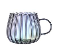 Tazze da tè a tazze di | 400 ml di grande capacità | Glassware di design convesso | Lavastoviglie per bevande sicure | Capo caldo con acqua di soda per tè al latte | Milk in polvere di soia