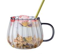Tazze da tè a tazze di | 400 ml di grande capacità | Glassware di design convesso | Lavastoviglie per bevande sicure | Capo caldo con acqua di soda per tè al latte | Milk in polvere di soia