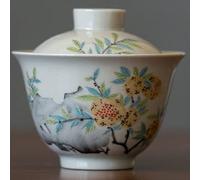 tazze da tè cinesi, Set da tè Gaiwan Kung Fu in ceramica cinese da 120 ml con motivo a melograno, zuppiera e ciotola for la cerimonia del tè