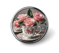 Tazze da tè con rose, spilla romantica in stile shabby, spilla da bavero, spilla, cravatta, gioielli, decorazioni per cappelli, giacche e camicie.