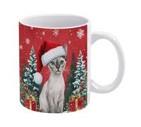 Tazze Da Tè In Ceramica Christmas Cat Winter Devon Rex Cat Resistenti Tazze Da Caffè In Ceramica Retrò Tazza Colazione Porcellana Per Thè Quotidiano Latte