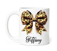 Tazze Da Tè In Ceramica Personalized Choose Name Custom Leopard Print Bow Retrò Tazze Moderne Tazza Colazione Porcellana Per Home Thè Caffe