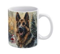 Tazze Da Tè In Ceramica Smiling Shepherd German Dog Christmas Tree Resistenti Tazze Colazione Retrò Tazza Da Tè Per Quotidiano Home Thè