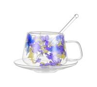 Tazze da tè in, fiori secchi - a doppia parete, 250 ml trasparente con manico, da caffè anti-scottatura in, in a doppio isolamento, estetica con