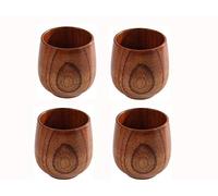 Tazze da tè in legno Jklcom grado superiore in legno massello naturale 250 ml tazza da tè in legno, 4 pezzi, tazze da tè tazza di caffè vino tazza per bere tè, caffè, vino, birra, bevande calde
