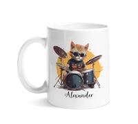 Tazze Da Tè Moderne Tazza Da Caffe Cute Animal A Cat Playing Drum Particolari Tazzine Da Caffè Per Compleanno Papà Festa Della Mamma 330Ml