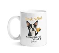 Tazze Da Tè Multicolore Tazza Da Caffe Funny Drink Mornings Are Ruff Without It Dogs Terrier Divertenti Ceramica Mugs Per Uomo Nonna Donna 330Ml