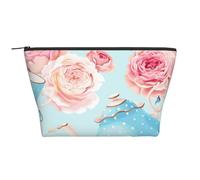 Tazze da teiera vintage con rose e fiori, Borsa da toilette Borsa per trucco Borsa per cosmetici Borsa da toilette da viaggio portatile