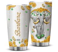 Tazze Da Viaggio Riutilizzabile Tazza Da Caffè Con Paglia E Coperchio Tazza Termica Per Auto Amico Colleghi 590 Ml Personalizzato Con L'Elefante