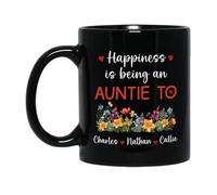 Tazze Di Caffè Happiness Is Being An Auntie To Tazzine Da Caffè,Multicolore,Divertenti,Tazza In Ceramica Per Uomo Donna Compleanno 330Ml