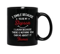 Tazze Di Caffè I Smile Because You'Re My Stepson Ceramica Mugs,Multicolore,Stampata,Tazza In Ceramica Per Festa Della Mamma Donna Nonna 330Ml
