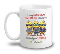 Tazze Di Caffè Look Calm But In My Pecked You 3 Times Ceramica Mugs,Multicolore,Personalizzabile,Tazza Da Caffe Per Festa Della Mamma Lavoro Caffè E Tè 330Ml