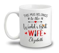 Tazze Di Caffè This Belongs To The World'S Best Wife Ceramica Mugs,Con Manico,Multicolore,Tazza Da Caffe Per Nonna Festa Uomo 330Ml