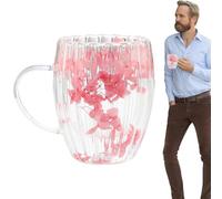Tazze Di Fiori Secchi - 300 Ml Doppia Pareti Estetiche Tazze Di Caffè | Tazza Di Caffè Trasparente Con Manico | Regali Di Trattamento Leggero Resistente Al Calore Per Il Compleanno Della Festa Della
