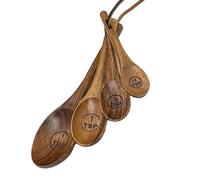 Tazze Di Misurazione In Legno E Cucchiai Di Set - Pratico Cucchiaio Di Misurazionne In Legnoo | Pala Di Caffè In Le Rustico | Misurzione Hollz Fatta A Mano Adatta Per Cuocere Cucina Cucina Porzione