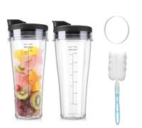 Tazze di ricambio da 680,4 g con coperchi, 2 pezzi di ricambio per frullatore Ninja BN750UK BN800UK BN495UK CB350UK, tazza di ricambio con anello di tenuta per spazzola di pulizia