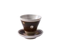 Tazze e piattini creativi in ceramica da 200 ml-6 once tazze da caffè e piattini giapponesi retrò in ceramica grossolana - meteora dorata della dodicesima notte