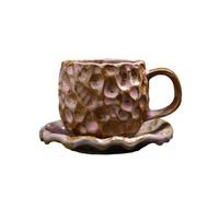 Tazze e piattini in ceramica grezza retrò creativi fatti a mano tazze e piattini con fiori di latte - tazze e piattini "fuoco"