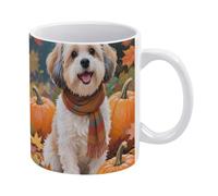 Tazze Fall Dog Shih Tzu Dog Wearing Scarf Con Manico Tazze Da Caffè In Ceramica Colorata Tazza Colazione Porcellana Per Thè Latte Caffe