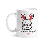Tazze Funny Bunny Face Design I‘M All Ears For You Personalized Name Antimacchia Tazze Da Caffè Retrò Tazza In Porcellana Per Thè Moglie Latte
