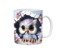 Tazze in ceramica con gufo - Tazza in ceramica per tè al latte, decorazione gufo in ceramica | Tazze carine in ceramica con gufo dipinta piatta , tazze da caffè novità tazza da caffè con