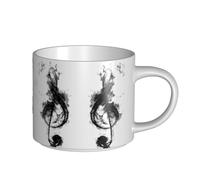 Tazze in ceramica di grande capacità, con stampa di musica nera fumo, tazze versatili per caffè, tè, facili da tenere, perfette per spazi di lavoro