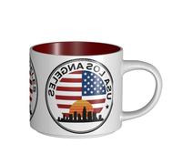 Tazze in ceramica di grande capacità, con stampa USA Los Angele, perfette per caffetterie, design elegante con comoda maniglia a C
