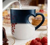 Tazze In Ceramica Magic Che Cambia Colore A Forma Di Cuore | Tazze Da Caffè Con Manico A Forma Di Cuore Dal Design Termocromico Magic Reveal,per Regali Di San Valentin-o, Natale E Festa Della Mamma