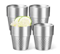 Tazze In Metallo Riutilizzabile,4 Pezzi 300 Ml Bicchierini Da Shot In Acciaio Inox,Inossidabile Bicchieri In Metallo,Bicchierini In Acciaio Inossidabile Per Viaggi,Campeggio,Attività All'aperto