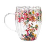 Tazze In Vetro A Doppia Parete Floral Fusion | Tazza Con Fiori In Vetro Da 300 Ml | Bicchieri A Doppia Parete Isolati Con Fiori Secchi Con Manico | Tazza Con Fiori Trasparenti Resistente Al Calore
