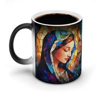 Tazze in vetro colorato con Santa Madre Maria, astratte, che cambiano colore, tazze da caffè in ceramica che cambiano colore con il calore, tazze da tè originali, divertenti, per casa e ufficio, 11 on
