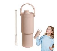 Tazze isolate con coperchio, tazza termica con coperchio - 735 ml viaggi termali per viaggi - bevande a doppia parete con manico e paglia, bottiglia d'acqua portatile deliziosa per sport