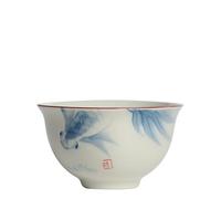 Tazze Matcha Tazza da caffè da viaggio dipinta a mano, tazza da maestro con pesce blu e bianco, tazza da tè Kung Fu sotto smalto, tazza singola in ceramica, tazza da tè cinese Set Da Tè Con Infusore