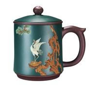 Tazze Matcha Tazza for acqua di grande capacità for ufficio e casa da uomo e da donna, 450 ml, tazza di sabbia viola, tazza for preparare il tè cinese dipinta a mano Set Da Tè Con Infusore