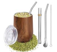 Tazze Maté, Set Argentino Yerba Mate in Acciaio Inossidabile, 355 ml Tazza isotermica a Doppia Parete, Bombilla Maté con 2 Bombilla e Una Spazzola per la Pulizia per Cucine, Ristoranti, Caffè