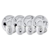 BIALETTI 4 Tazze Porcellana da Caffè Tazzine Espresso Carosello con Piattino