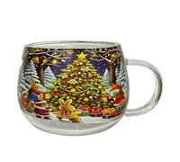 Tazze natalizie, 300 ml, da caffè, tè, trasparente, in resistente al calore, per cacao, latte, vino, latte, acqua, divertente stoviglie stagionali per la casa
