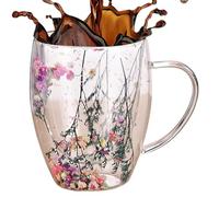 Tazze per bicchieri da caffè a doppia parete - Gerez ass 350ml | Tazze da caffè in con design a doble strato isolato, uso di bevande calde e fredde, a doppia parete di fiori secchi