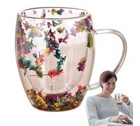 Tazze per bicchieri da caffè a doppia parete - Gerez ass 350ml | Tazze da caffè in con design a doble strato isolato, uso di bevande calde e fredde, a doppia parete di fiori secchi