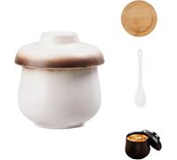 Tazze per Uova Coddler in Ceramica con Coperchi, Servizio da Tavolo in Porcellana per Cottura a Vapore, Zuppa, Budino (D)