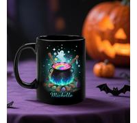 Tazze personalizzate di Halloween, tazza personalizzata con calderone strega, tazza per la stagione spettrale, tazze in ceramica, bella tazza da caffè con fantasma di Halloween, regalo spettrale per