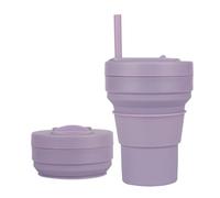 Tazze pieghevoli da viaggio 350 ml tazza in silicone pieghevole con cannuccia, tazza da caffè riutilizzabile a prova di perdite