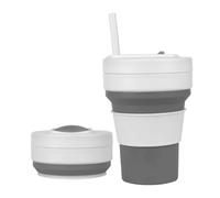 Tazze pieghevoli da viaggio 350 ml tazza in silicone pieghevole con cannuccia, tazza da caffè riutilizzabile a prova di perdite