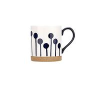 tazze Tazza da caffè, tazza dipinta a mano in ceramica lucida in stile giapponese, tazza di tè bianca e casa 12 oz per lavastoviglie e cucchiaio di caffè a microonde boccale (parola d'ordine)(D)