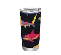 Tazze termiche colorate in acciaio inossidabile con sagome di animali marini con coperchio tazza da caffè per andare per bicchieri sicuri in palestra con coperchi 20 once
