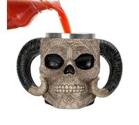 Tazze teschio realistiche per bere | da caffè Tankard da birra in resina scheletro da bere, a testa di morte a doppia faccia scolpita in 3D per la festa di Halloween del bar