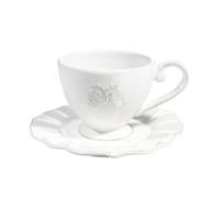 Tazzina da caffè e piattino in maiolica bianca