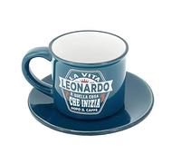 Tazzina da caffè in gres porcellanato personalizzata con piattino - Leonardo
